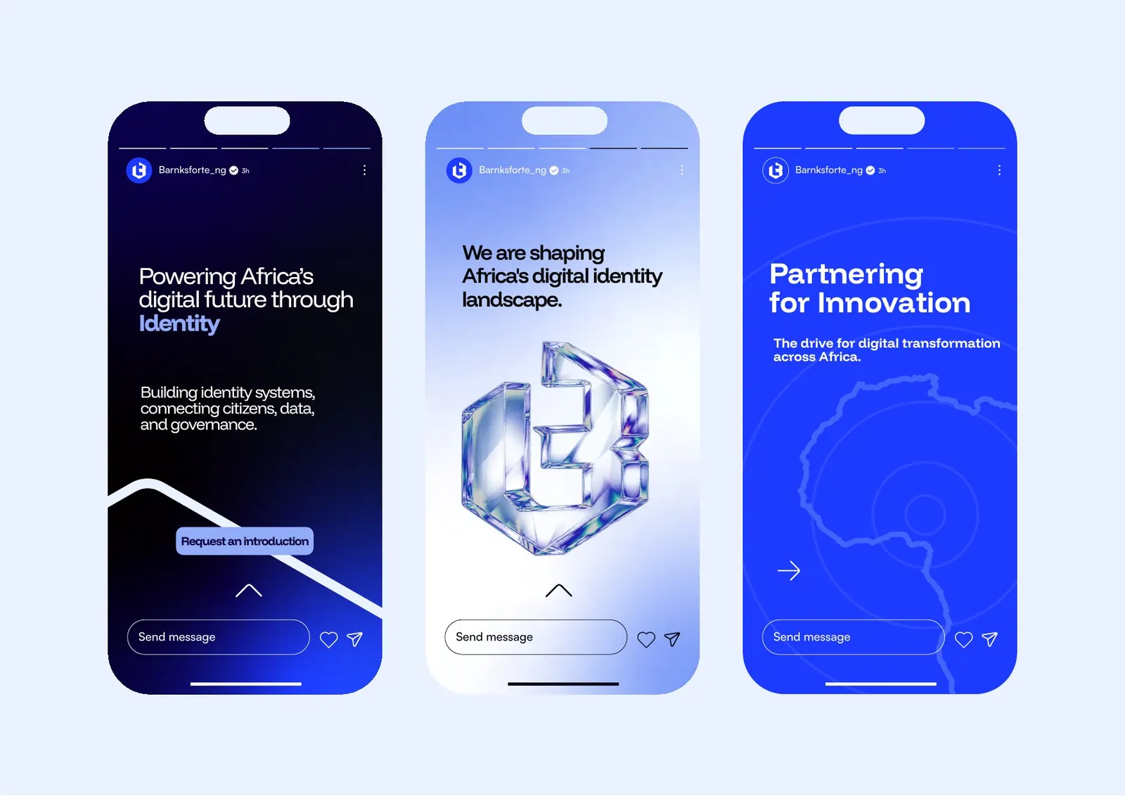 Three phone screens from the Barnksforte social and app system.