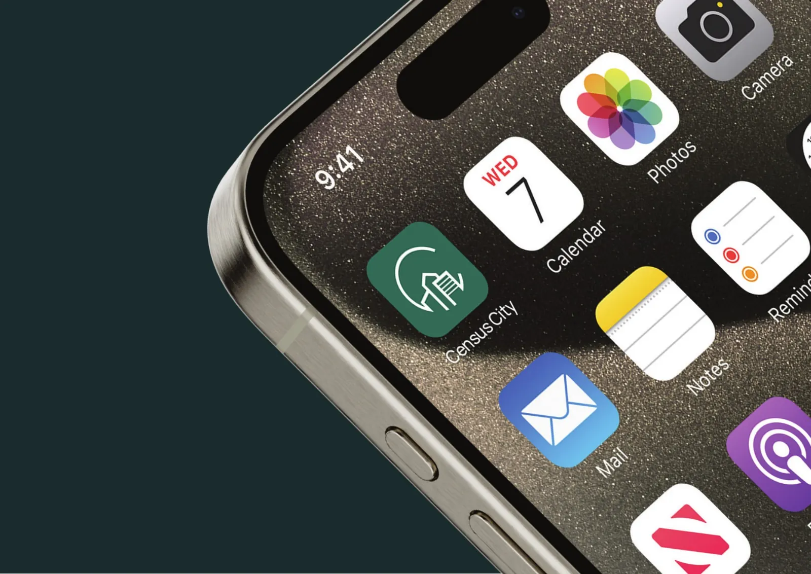 The Census City app icon on a phone.