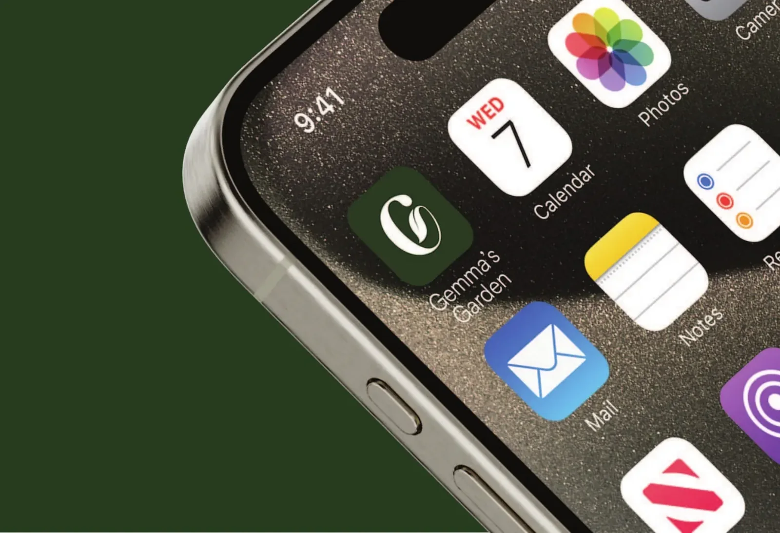 The Gemma’s Garden app icon on a phone.